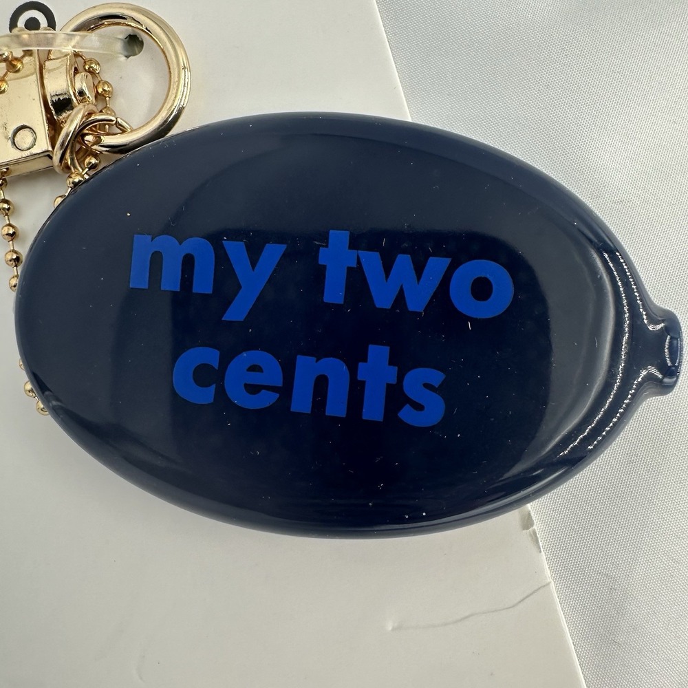 Kate Spade My Two Cents Coin Purse Key Fob Chain Keychain Bag Charm NEW
